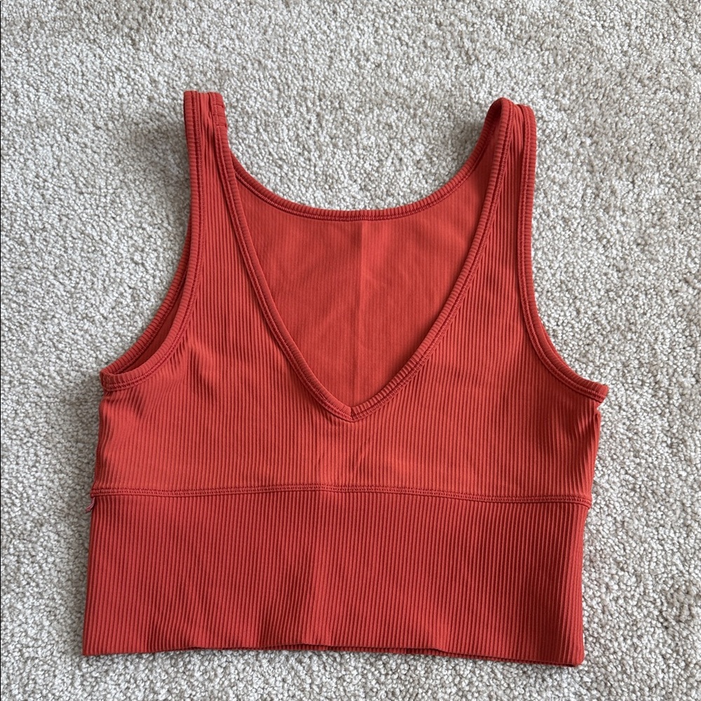 Lululemon Power Pivot Tank Top Burnt Orange Ribbed